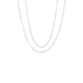 Paperclip Chains Sterling Silver Layering Necklace Set